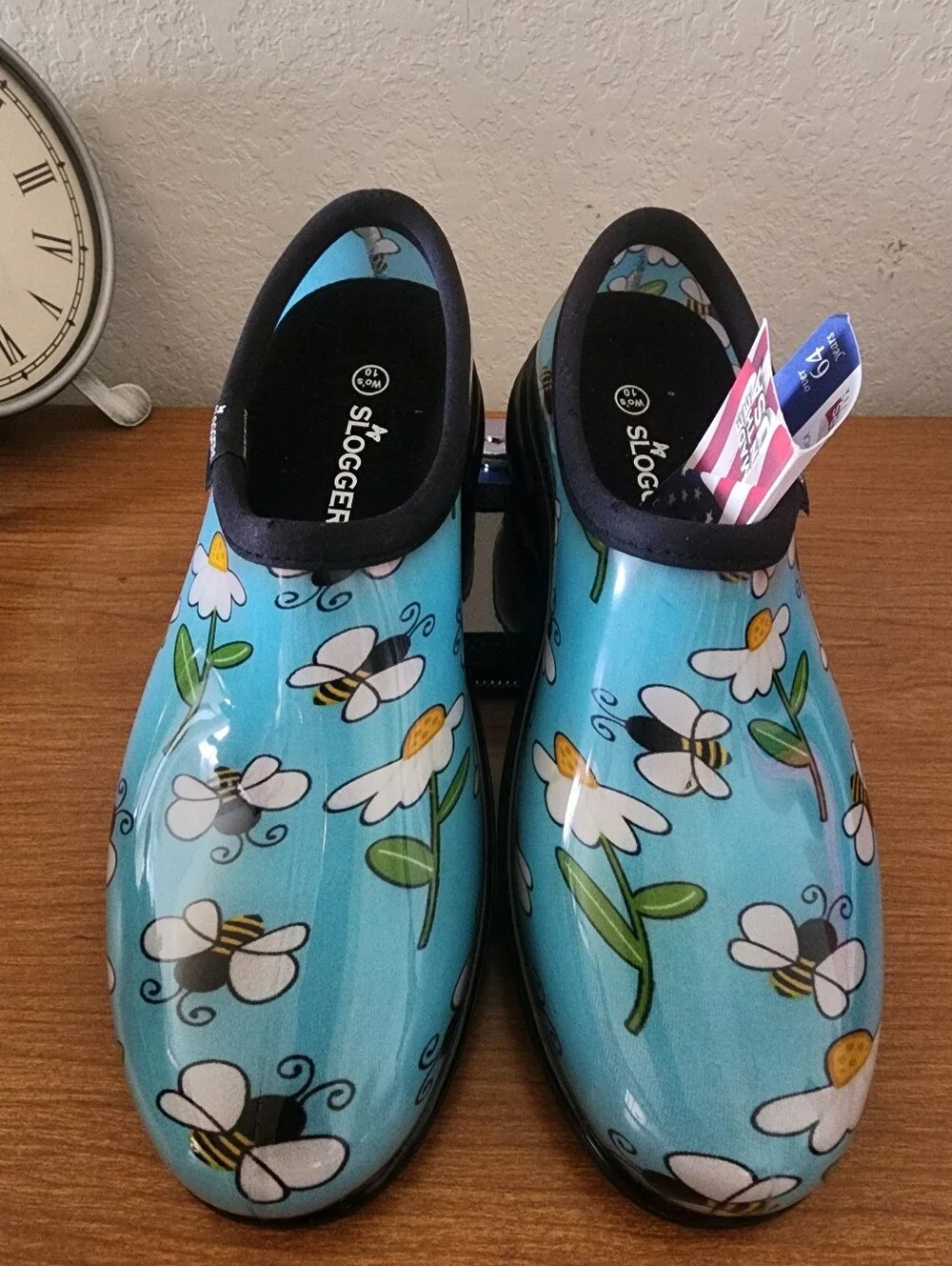 Sloggers Blue Floral & Bee Womens  Rain Clogs